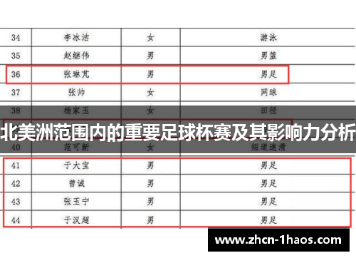 北美洲范围内的重要足球杯赛及其影响力分析