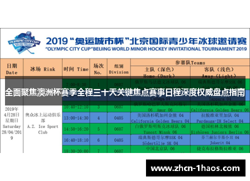 全面聚焦澳洲杯赛季全程三十天关键焦点赛事日程深度权威盘点指南