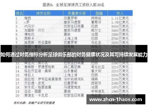 如何通过财务指标分析足球俱乐部的财务健康状况及其可持续发展能力